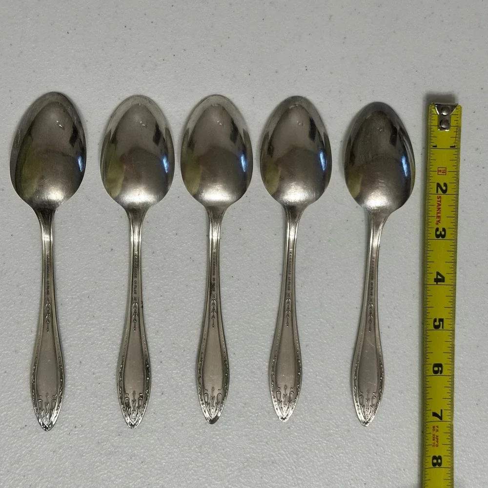 5 Wm.‎ A. Rogers A1 Plus Mystic Coronet Soup Dessert Spoons Silverplate Flatware